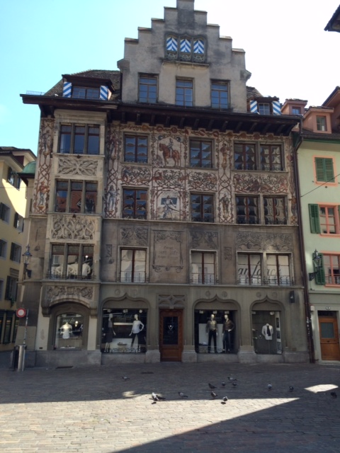 The whole building is painted in a beautiful 16th century theme.