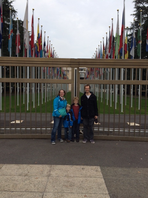 Us outside the United Nations building. 