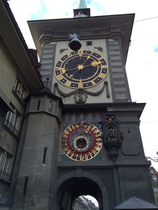 I tried to get a close up so you could see the regular clock in comparison with the astronomical clock. 