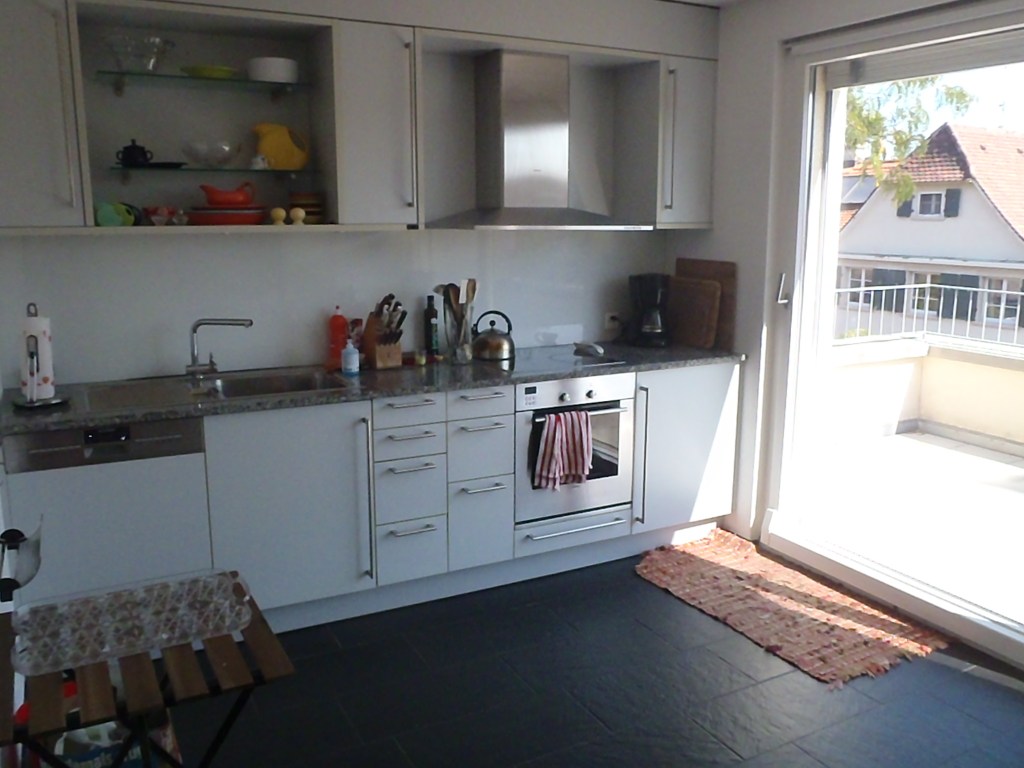 My cooking area!  A really nice butcher's block table has been moved in since this picture was taken and that really adds to the food prep area. 