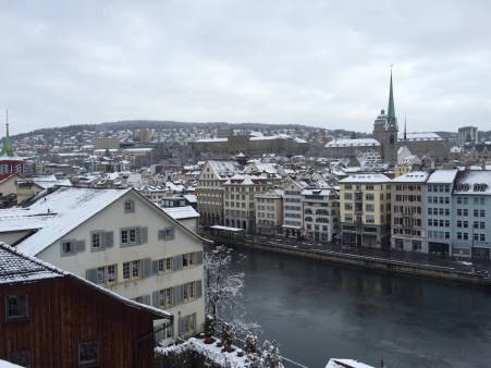 At a picturesque overlook. That's the Limmat River below us.