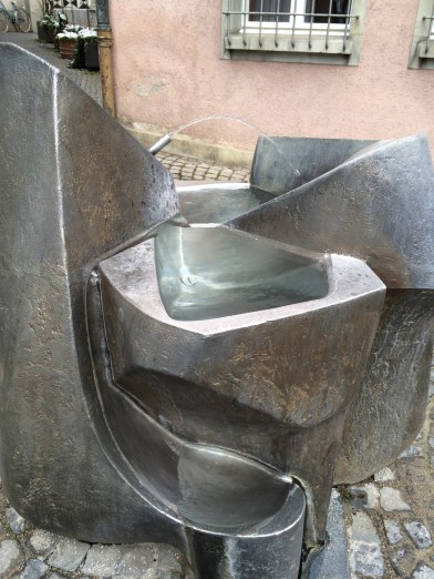A wonderful steel fountain. It reminds me of a mountain in springtime.