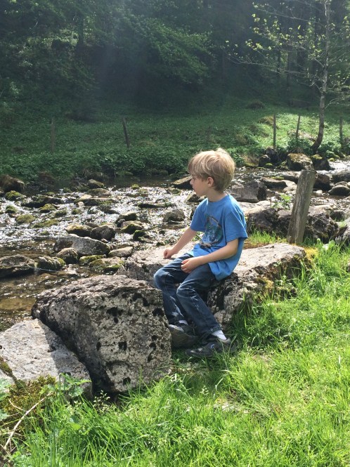 H taking in the picturesque brook at the start of the trail.