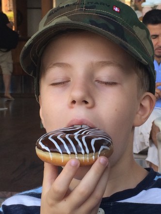His first donut in over a year.